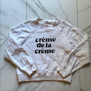 White Sweatshirt with Black Text